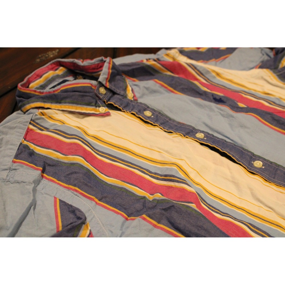 Ralph Lauren Shirt Mens Large Multicolor Stripe Short Sleeve Button Down Cotton